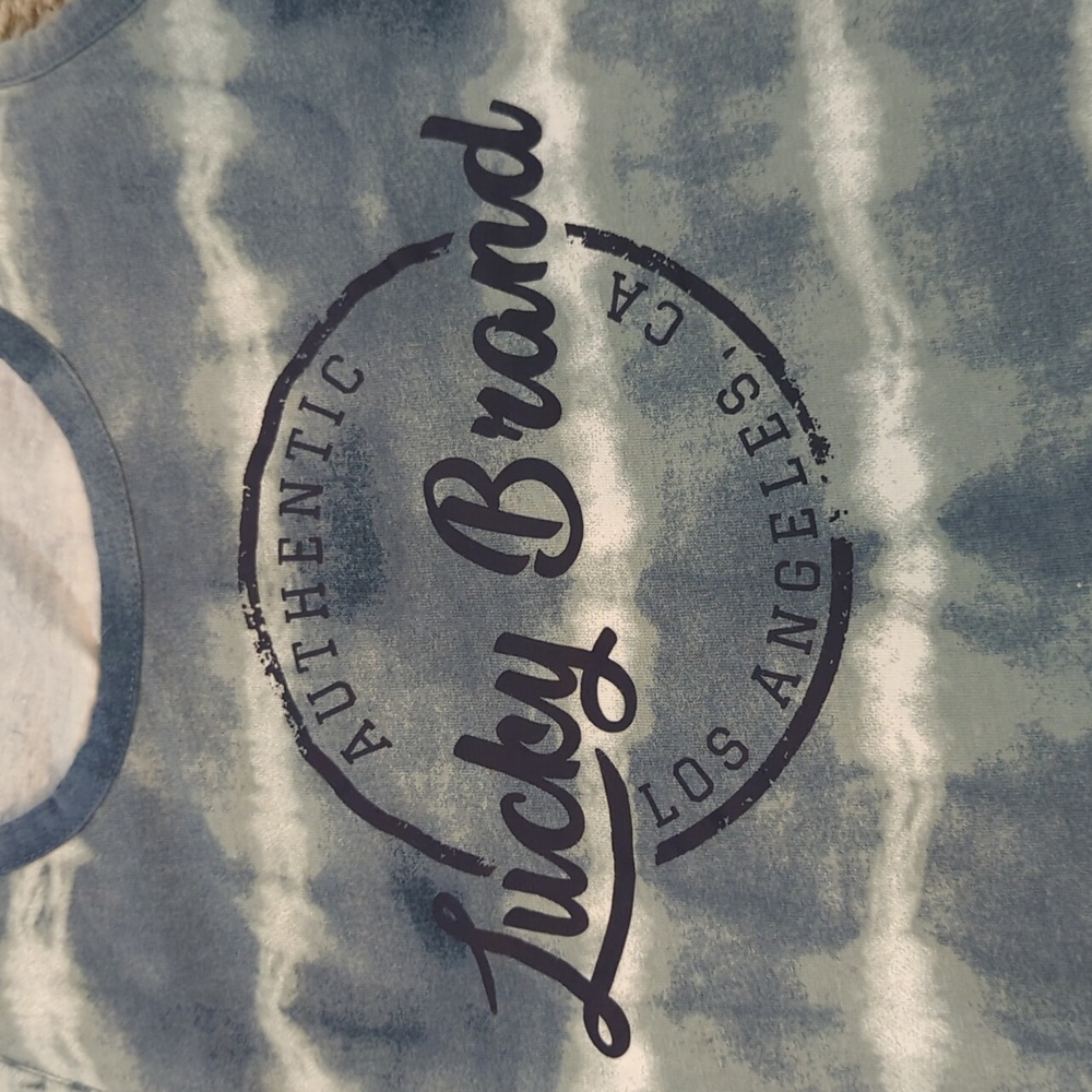 Lucky Brand Blue And White Tie Dye Graphic Tank Top Womens Medium - Picture 4 of 5
